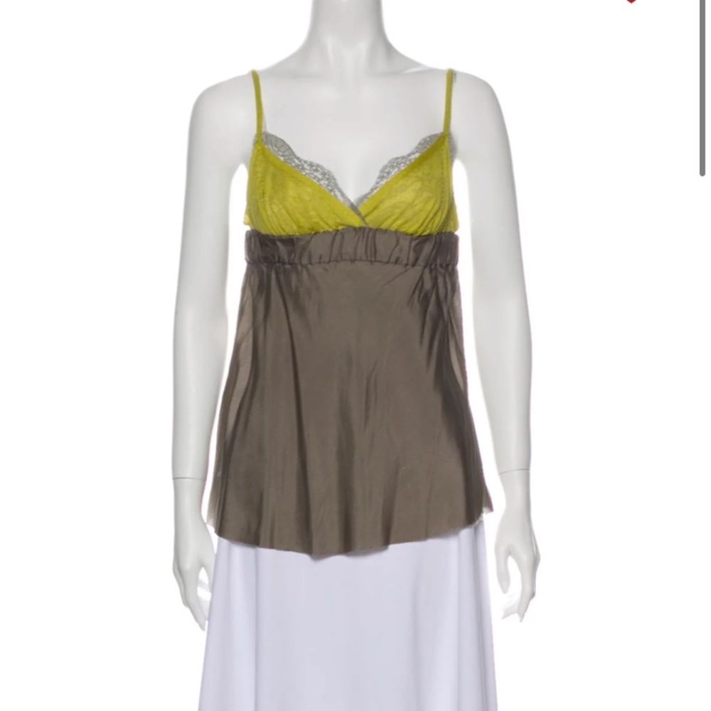 SACAI LUCK Silk Colorblock Pattern Top